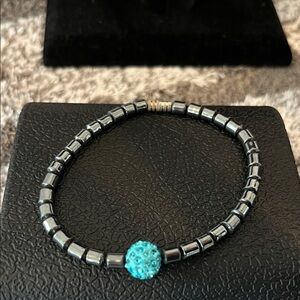 Elegant Black and Blue Beaded Bracelet